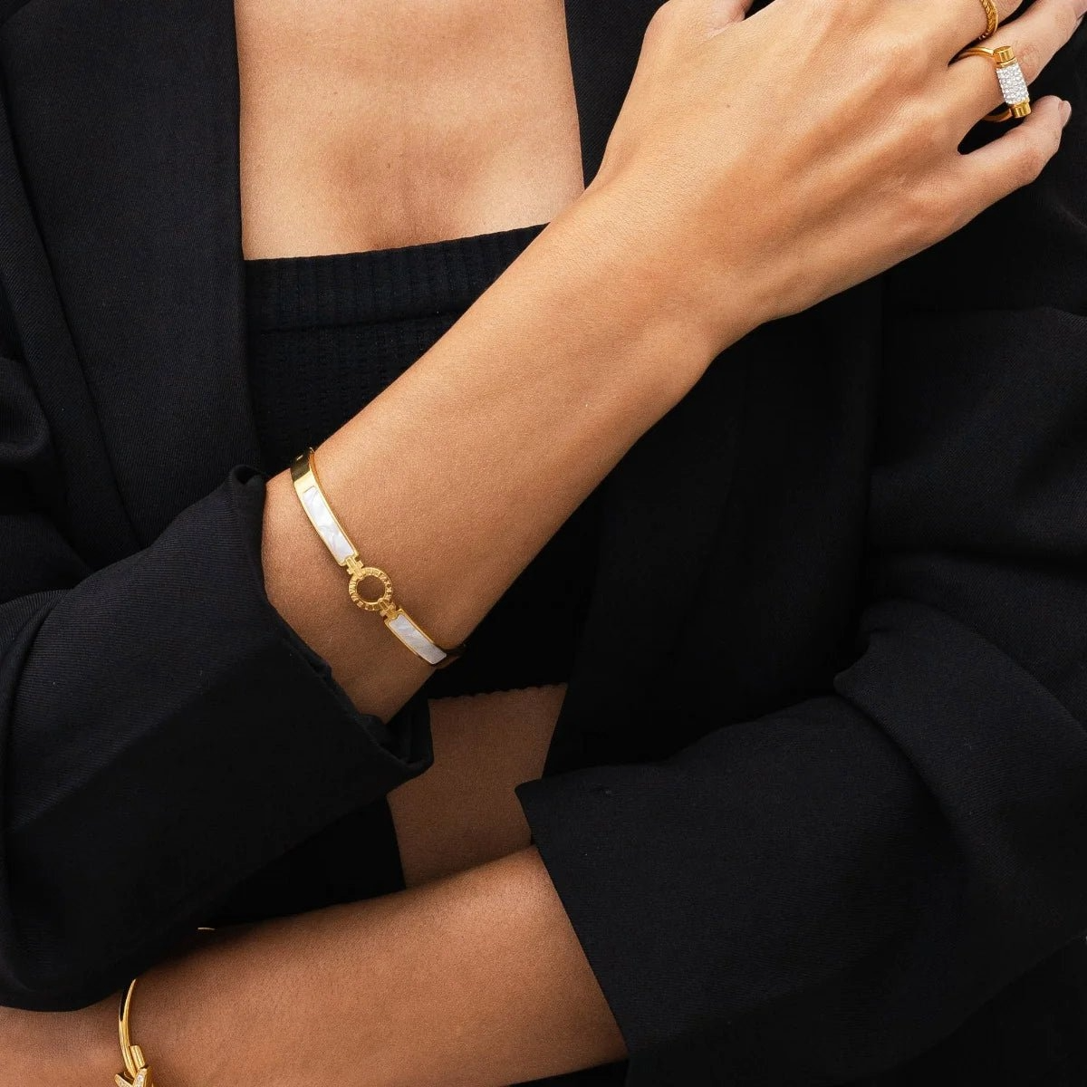 Bracelete Madrepérola Via Láctea Banhado em Ouro 18k