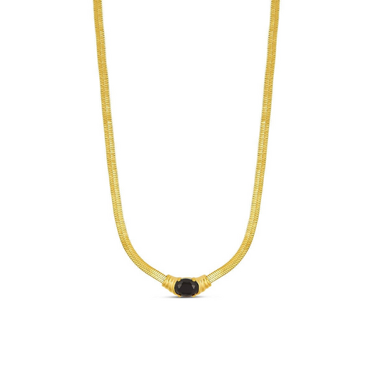 Colar Malha Ônix Eclipse Banhado em Ouro 18K