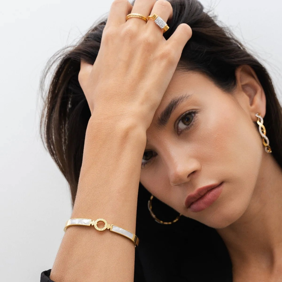 Bracelete Madrepérola Via Láctea Banhado em Ouro 18k