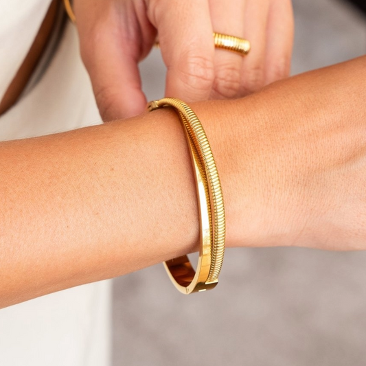 Bracelete Dual Banhado em Ouro 18k