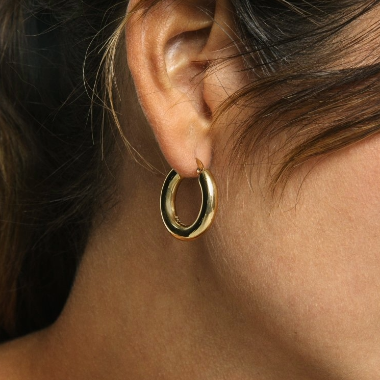 Brinco de Argola Saturno Banhado em Ouro 18K