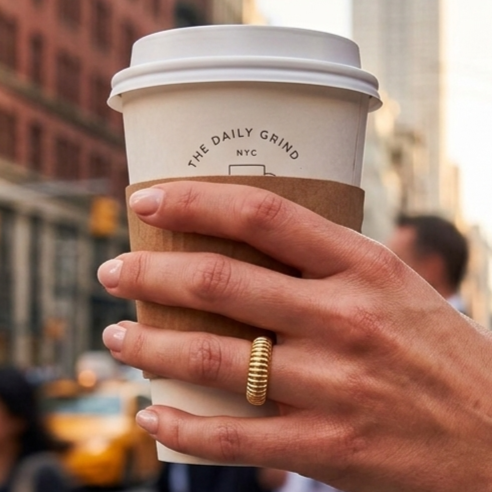 Anel Celeste Banhado em Ouro 18K