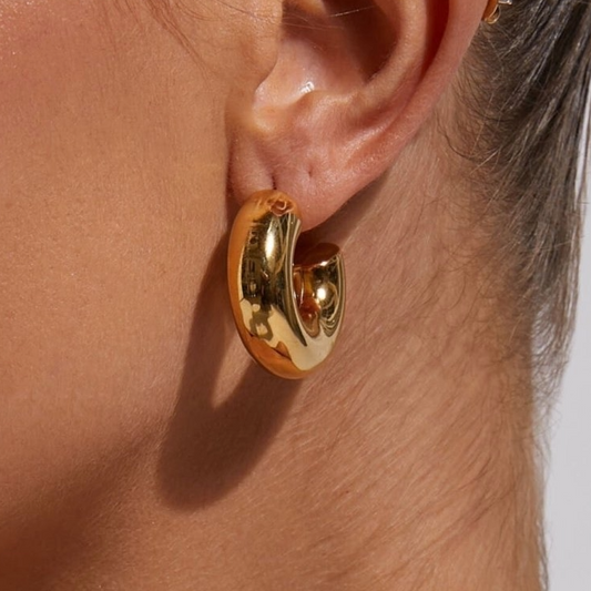 Brinco Argola Bold Chunky Banhado em Ouro 18K