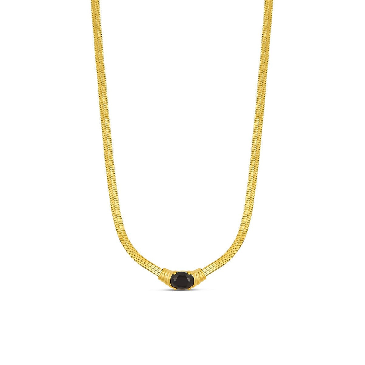 Colar Malha Ônix Eclipse Banhado em Ouro 18K